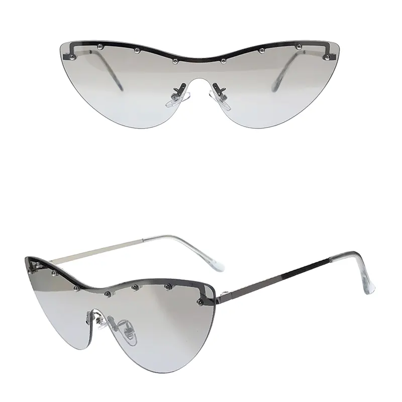 Cat Eye One Piece Trendy Metal Sunglasses