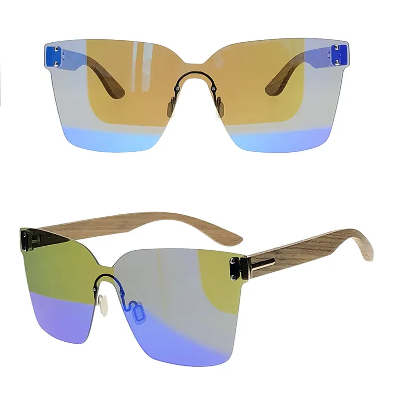 One Piece Rimless Bamboo Sunglasses