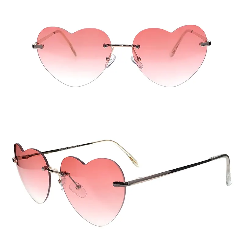 Rimless Heart Fashion Metal Sunglasses